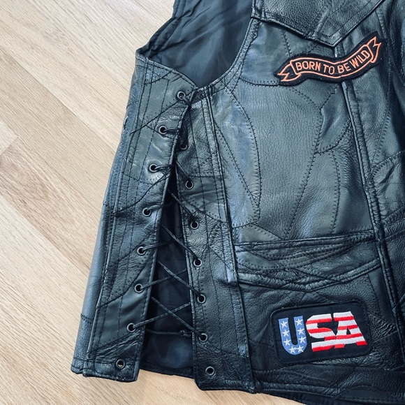 Diamond Plate Leather Vest Size XL - Picture 12 of 16